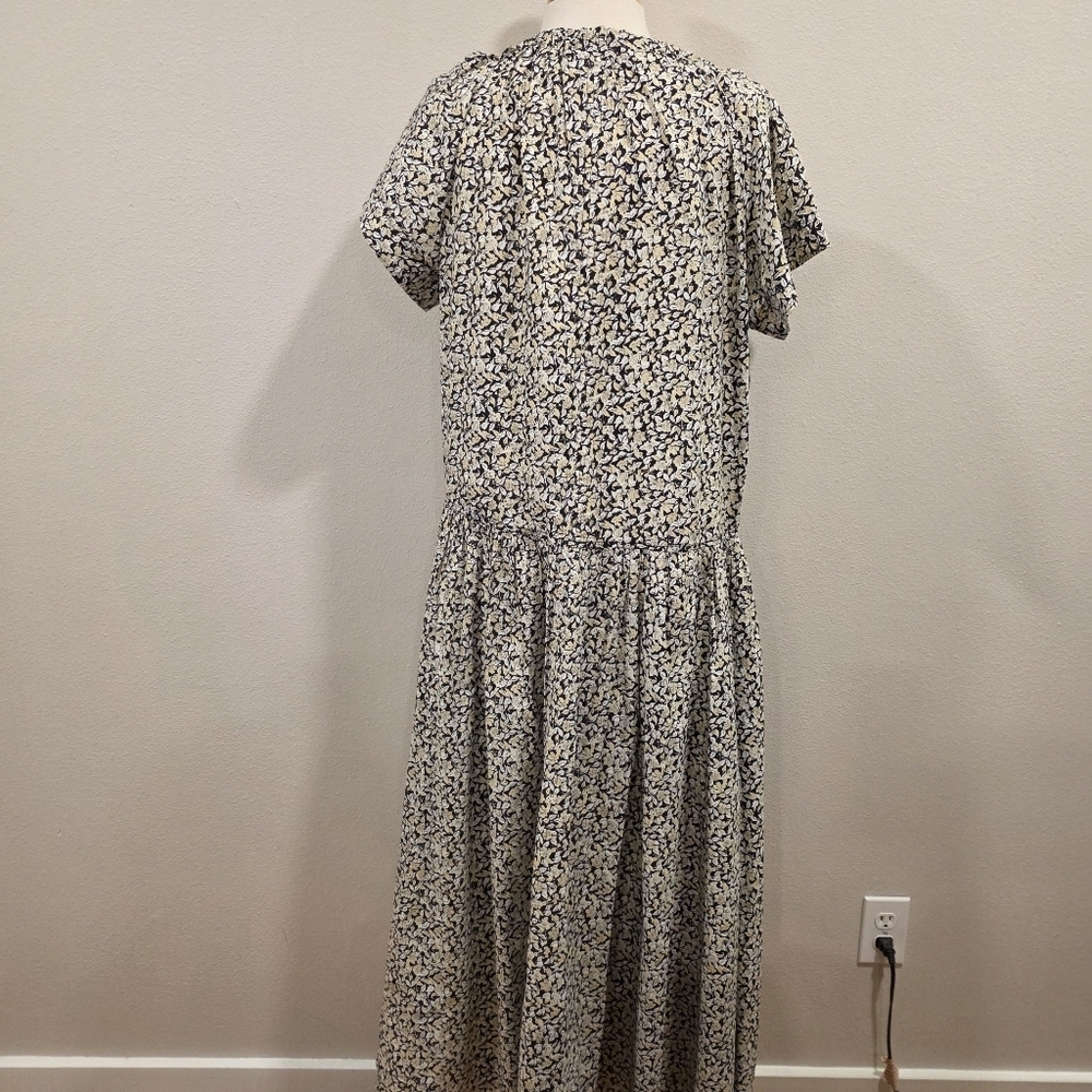 Apiece Apart Black Floral Cotton Midi Dress - Picture 4 of 5
